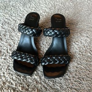 Strappy Black Braided Leather Heels